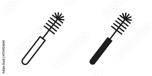Toilet brush icon pictogram template, Simple outline and filled style.