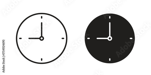 Time icon pictogram template, Simple outline and filled style.