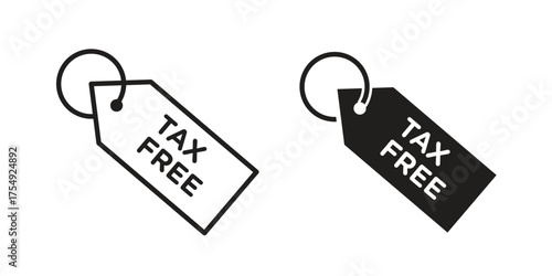 Tax free icon pictogram template, Simple outline and filled style.