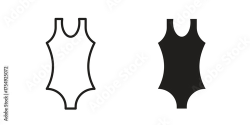 Swimsuit icon pictogram template, Simple outline and filled style.