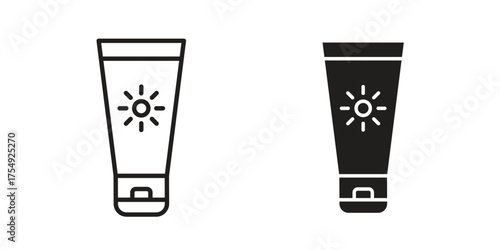 Sun cream icon pictogram template, Simple outline and filled style.
