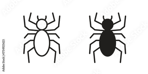 Spider icon pictogram template, Simple outline and filled style.