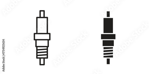 Spark plug icon pictogram template, Simple outline and filled style.