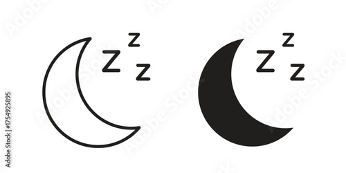 Sleep icon pictogram template, Simple outline and filled style.