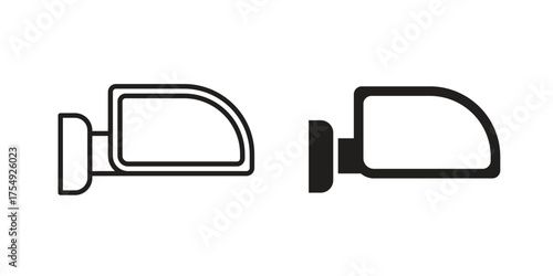 Side mirror icon pictogram template, Simple outline and filled style.
