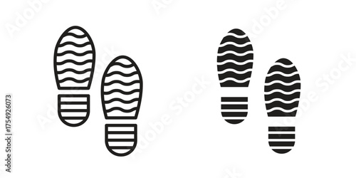 Shoe print icon pictogram template, Simple outline and filled style.