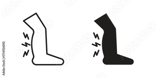 Shin pain icon pictogram template, Simple outline and filled style.