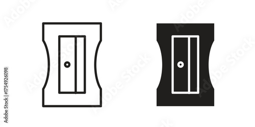 Sharpener icon pictogram template, Simple outline and filled style.