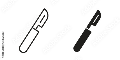 Scalpel icon pictogram template, Simple outline and filled style.