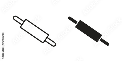 Rolling pin icon pictogram template, Simple outline and filled style.