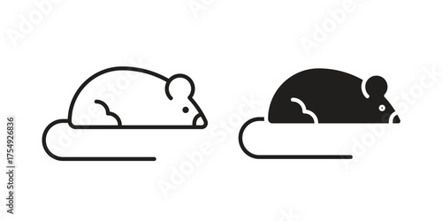 Rat icon pictogram template, Simple outline and filled style.