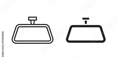 Rear mirror icon pictogram template, Simple outline and filled style.