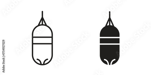 Punching bag icon pictogram template, Simple outline and filled style.