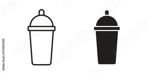 Protein shake icon pictogram template, Simple outline and filled style.
