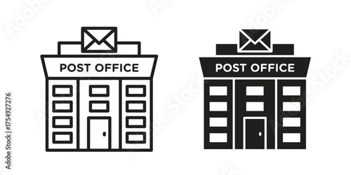 Post office icon pictogram template, Simple outline and filled style.