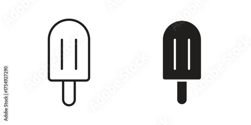 Popsicle icon pictogram template, Simple outline and filled style.