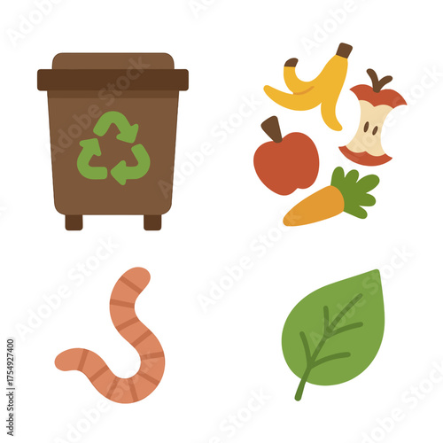 Composting and recycling icons for sustainable living