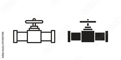 Pipe valve icon pictogram template, Simple outline and filled style.