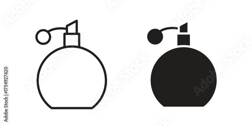 Perfume bottle icon pictogram template, Simple outline and filled style.