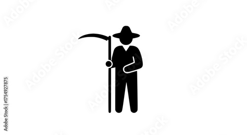 Worker holding scythe