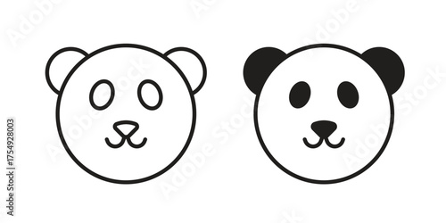 Panda icon pictogram template, Simple outline and filled style.