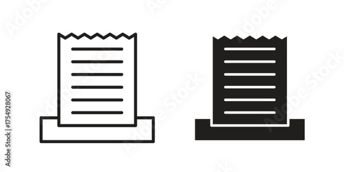Paper receipt icon pictogram template, Simple outline and filled style.