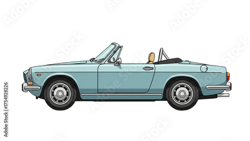 Classic convertible car illustration in a light blue color with a white background