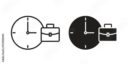 Office time icon pictogram template, Simple outline and filled style.