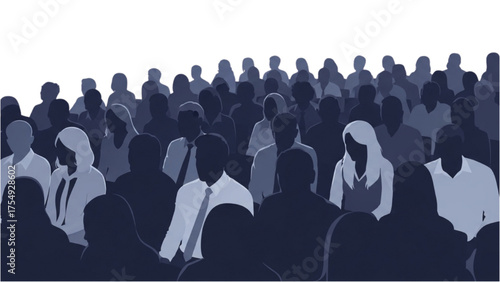Crowd of People Attending Conference or Event Illustration