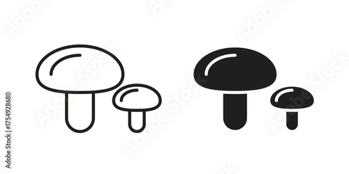 Mushrooms icon pictogram template, Simple outline and filled style.