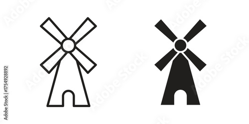 Mill icon pictogram template, Simple outline and filled style.