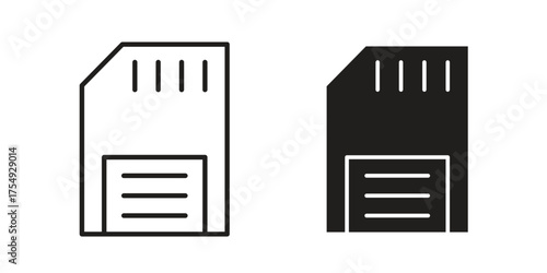 Memory card icon pictogram template, Simple outline and filled style.