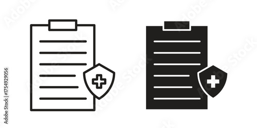 Medical insurance icon pictogram template, Simple outline and filled style.