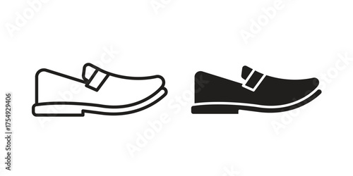 Loafer icon pictogram template, Simple outline and filled style.