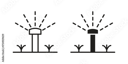Lawn sprinkler icon pictogram template, Simple outline and filled style.