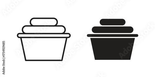 Laundry basket icon pictogram template, Simple outline and filled style.
