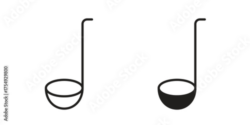 Ladle icon pictogram template, Simple outline and filled style.