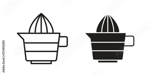 Juicer squeezer icon pictogram template, Simple outline and filled style.