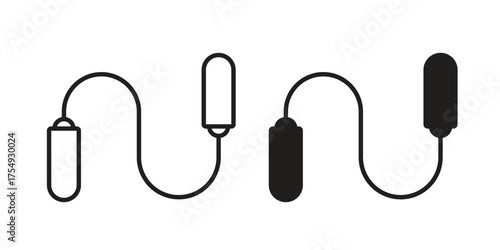 Jump rope icon pictogram template, Simple outline and filled style.