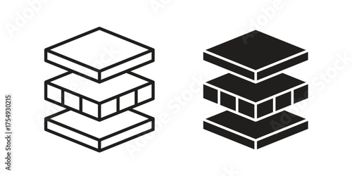 Insulation icon pictogram template, Simple outline and filled style.