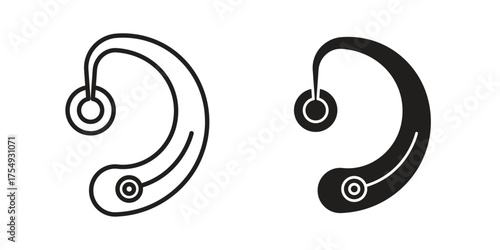 Hearing aid icon pictogram template, Simple outline and filled style.