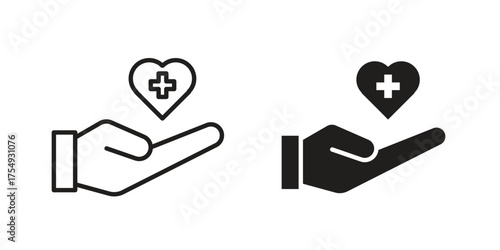Health insurance icon pictogram template, Simple outline and filled style.