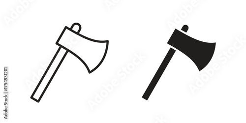 Hatchet icon pictogram template, Simple outline and filled style.