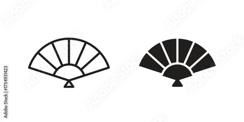 Hand fan icon pictogram template, Simple outline and filled style.