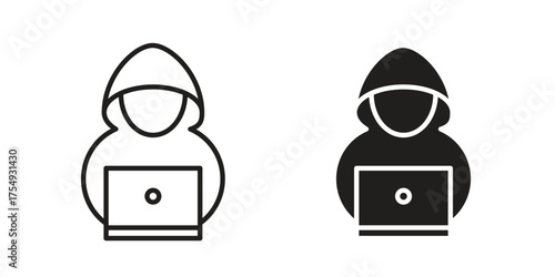 Hacker icon pictogram template, Simple outline and filled style.