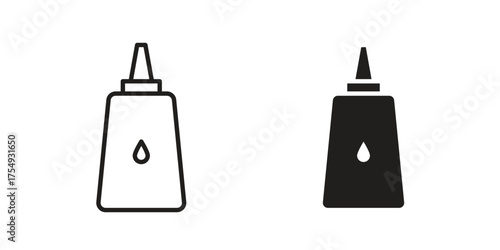 Glue bottle icon pictogram template, Simple outline and filled style.