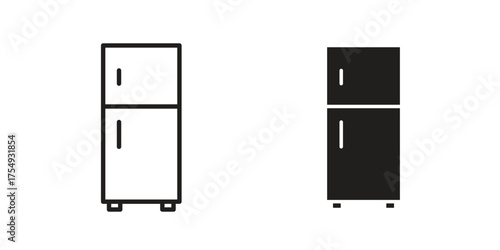 Fridge icon pictogram template, Simple outline and filled style.