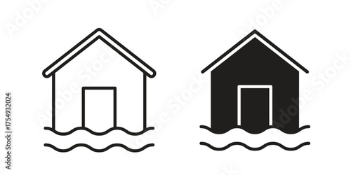 Flood icon pictogram template, Simple outline and filled style.