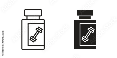 Fitness supplement icon pictogram template, Simple outline and filled style.