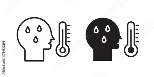 Fever icon pictogram template, Simple outline and filled style.